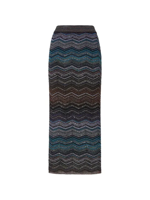 Missoni chevron-pattern maxi skirt Brown DS26SH0SBK01H9