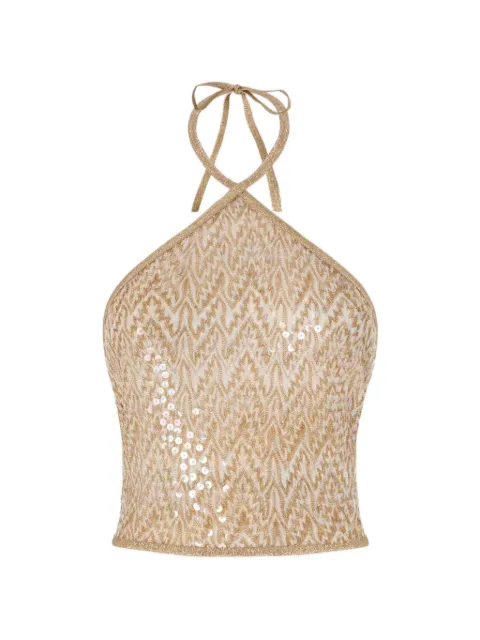 Missoni top in lamé viscose with lace motif, sequins, and halter neckline Neutrals MC23SK01BR014Y