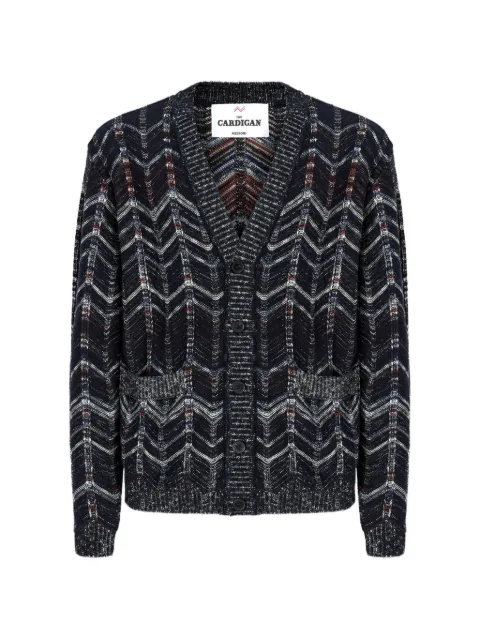 Missoni chevron ribbed-trim cardigan Blue US26SM00BK01G9