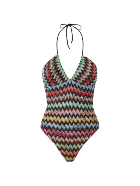 Missoni one-piece swimsuit in lamé viscose with micro zigzag pattern Black MS26SP0HBR014J