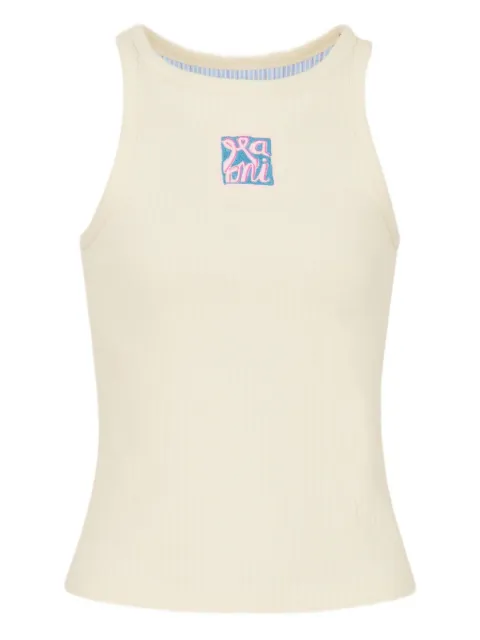 Marni ribbed embroidered tank top Yellow THJE0380S0UTC60000W08
