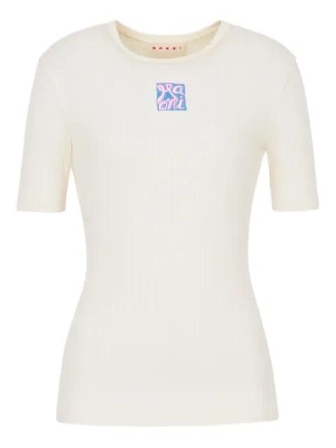Marni ribbed logo-embroidered T-shirt Neutrals THJE0379S0UTC600