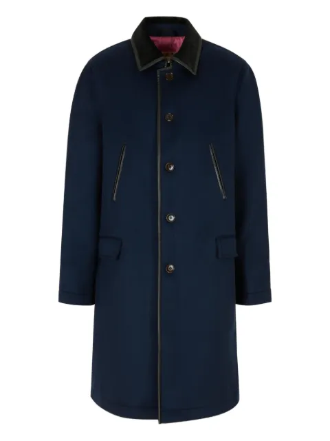 Marni deep blue felt duster coat with contrast collar Blue SUMU0019QXUTW913