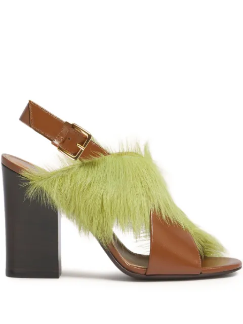 Marni leather and long-hair criss-cross sandals Brown SAMS030810P7614