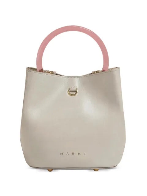 Marni leather Pannier bucket bag Grey SCMP0083U0P8915