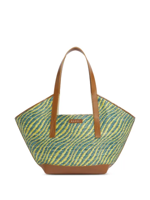 Marni two-tone raffia-effect tote bag Blue SHMP0169A1P984100V44