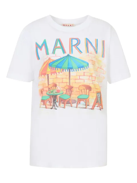 Marni postcard-print short-sleeve T-shirt White THJE0293PEUSCZ01PRW01