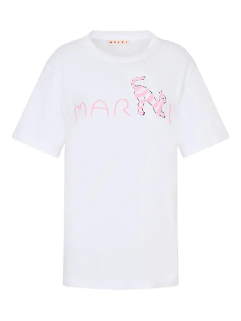 Marni flock-printed logo T-shirt White THJE0293S3USCY84