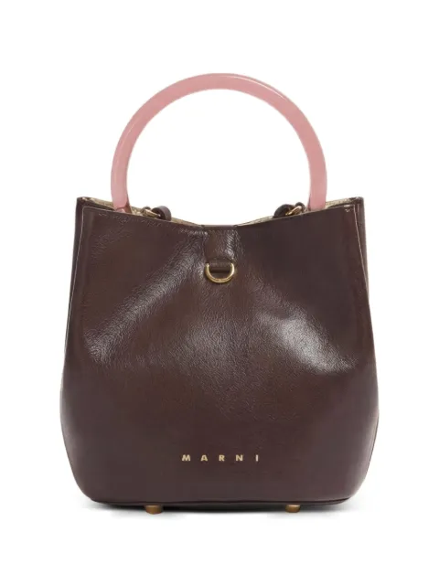Marni leather Pannier bucket bag Brown SCMP0083U0P8915