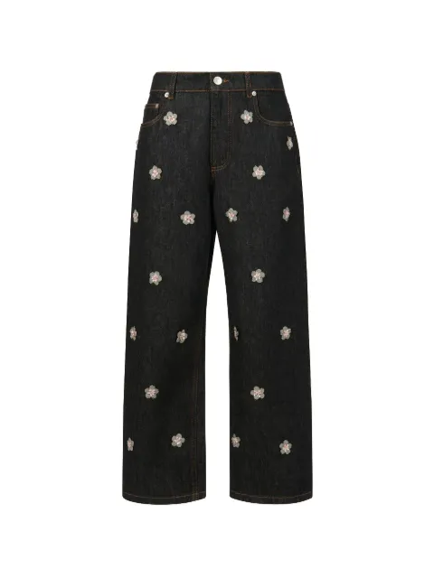 Marni denim jeans with daisy appliqués Blue PAJD0425SXUSCY69