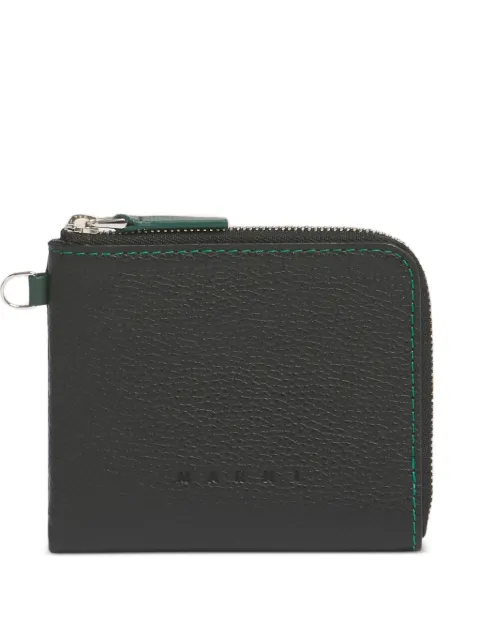 Marni pebbled saddle-stitches wallet Black PFMI0095Q3P6533
