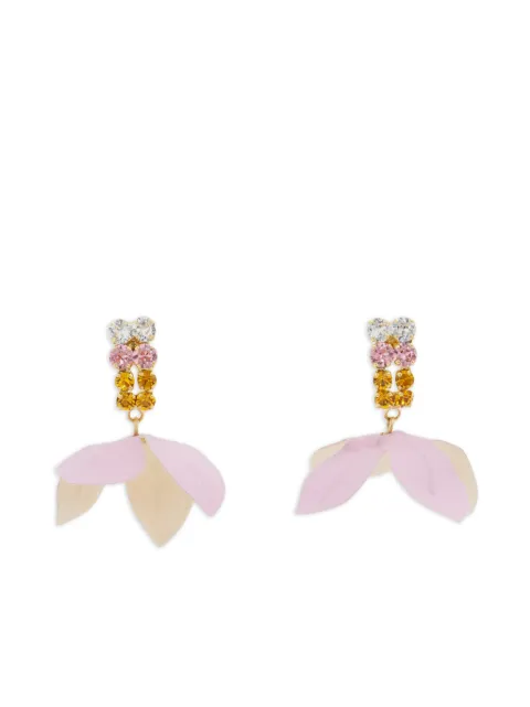 Marni poplin flower and rhinestone earrings Gold ORMV0636A0T2000