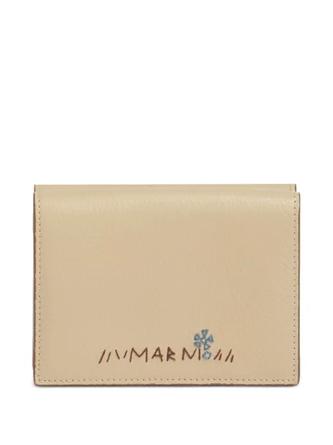 Marni embroidered trifold leather wallet Neutrals PFMO0105U2P6533