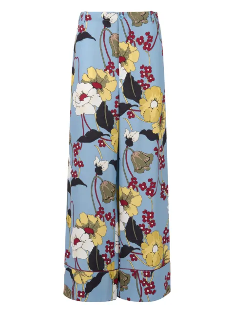 Marni floral-print satin trousers Blue PAMA0335I0UTVA65