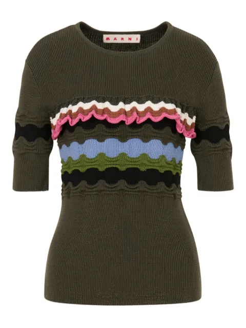 Marni contrasting-stitches T-shirt Green GCMD0640Q0UFCC21