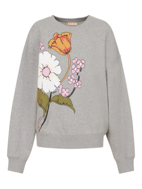 Marni cotton sweatshirt with Melodia floral print Grey FLJE0241PSUSCY80
