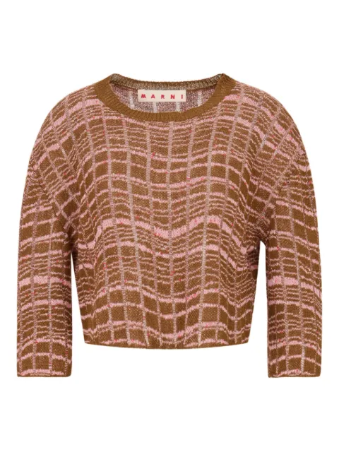 Marni jacquard-pattern laddered sweater Brown GCMD0656Q0UFL102