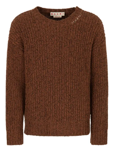 Marni crew neck elbow-patch sweater Brown GCMG0475Q0UFH554