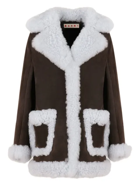 Marni logo-patch pocket leather jacket Brown GIMX0313Q0ULM138