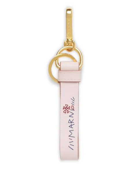 Marni leather keyring with mending-embroidery Pink PCMO0030A1P6533