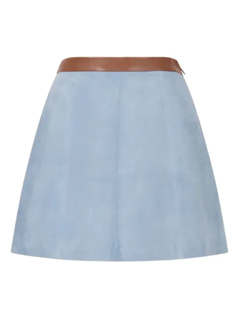 Marni light blue suede flared mini skirt Blue GOMX0827QUULA761
