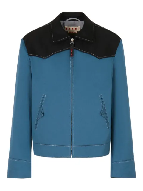Marni water-repellent gabardine jacket with contrast yokes Blue JUMU0204QUUTC567