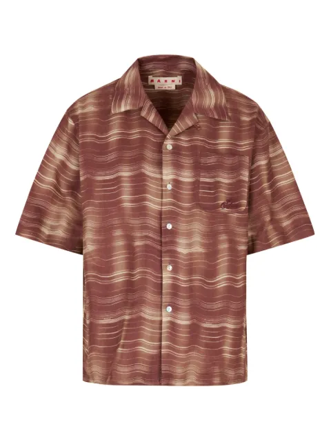 Marni ramie bowling shirt with Carousel print Red CUMU0213ASUTR029