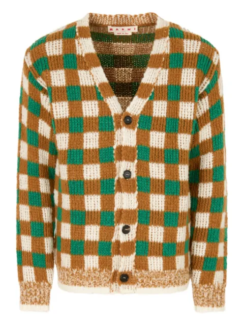 Marni chequerboard motif cardigan Brown CDMG0184Q0UFWH29