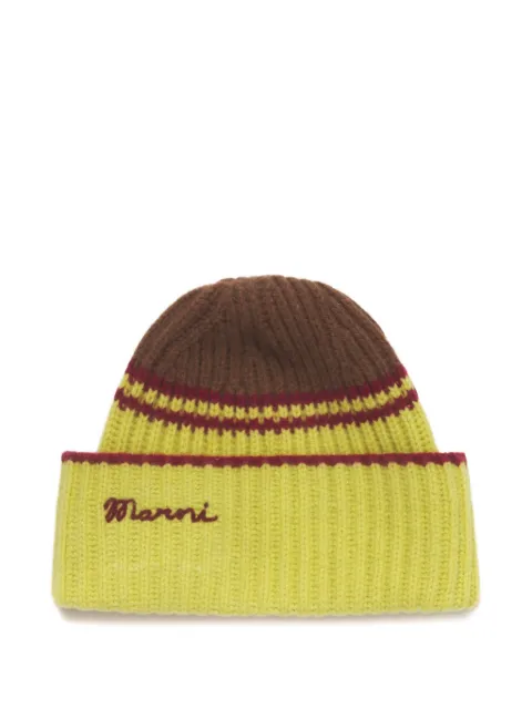 Marni wool-cashmere fisherman's rib beanie Yellow CLZC0180Q0UFZ411