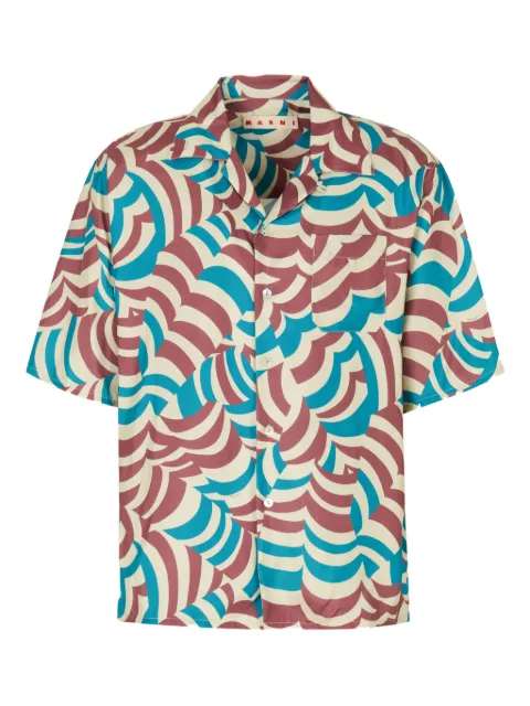 Marni contrast-print bowling shirt Blue CUMU0213A5UTVA61