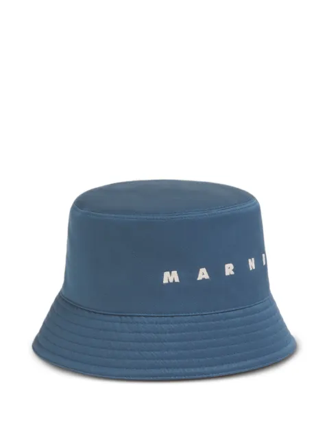 Marni water-repellent gabardine bucket hat with embroidered logo Blue CLZC0110S0UTC567