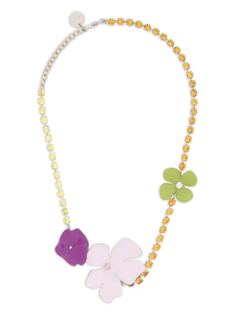 Marni flower-embellishment rhinestone necklace Silver COMV0581A0P6527