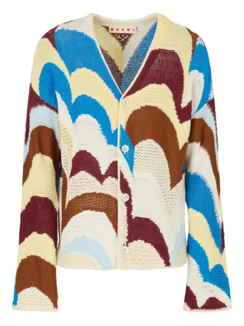 Marni patterned crochet-effect cardigan Blue CDMG0189Q0UFCB33
