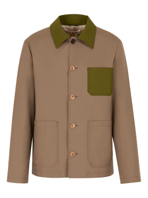 Marni contrast-collar pocket shirt jacket Brown GUMU0149QUUTW839