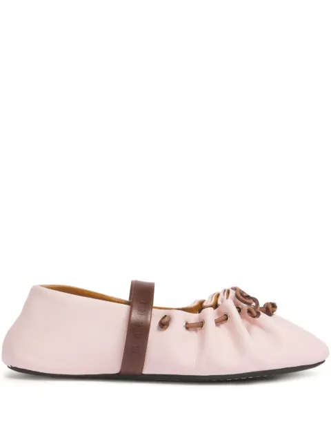 Marni pink and brown leather Mary Jane Soft Ballerina Pink BAMS006400P1186ZP074