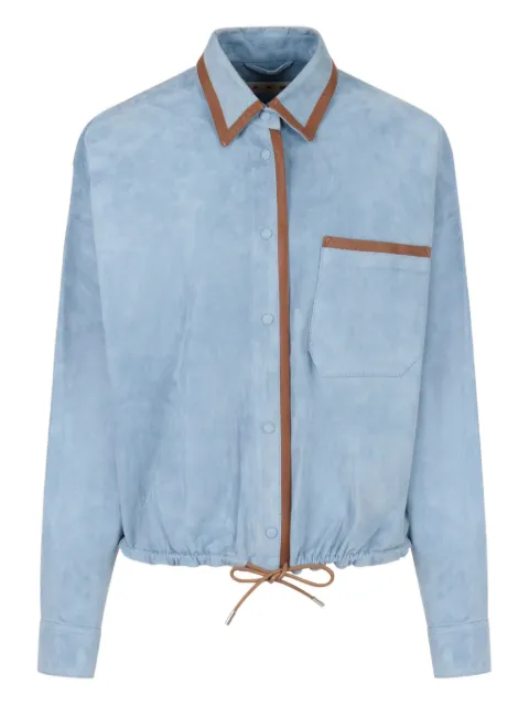 Marni suede shirt with contrast trims Blue CAMX0670Q0ULA761