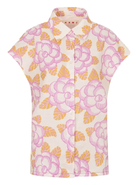 Marni floral cap-sleeved shirt White CAMA0675S0UTR028