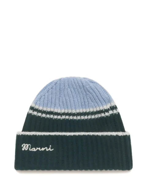Marni wool-cashmere fisherman's rib beanie Blue CLZC0180Q0UFZ411