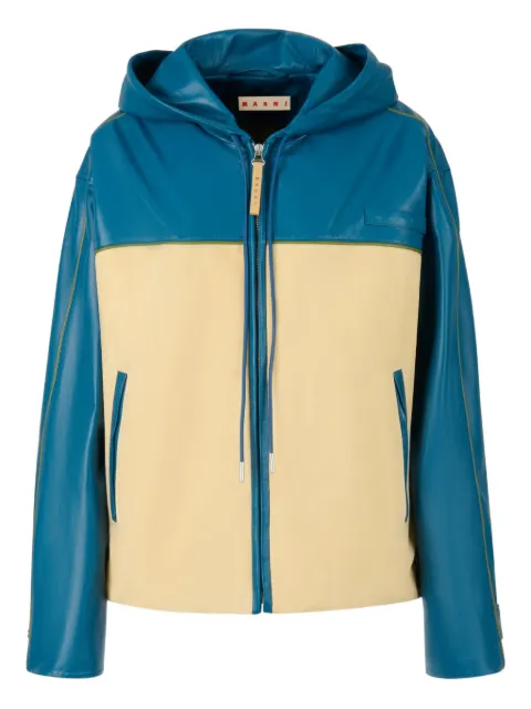 Marni hooded leather jacket Blue JUMY0214QUULA764
