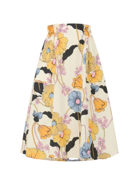 Marni flared floral midi skirt Neutrals GOMA0812A1UTC581MFW08