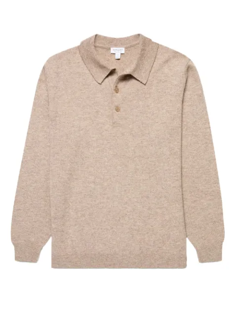 Sunspel long-sleeve polo shirt Neutrals MPOL8293WHAO