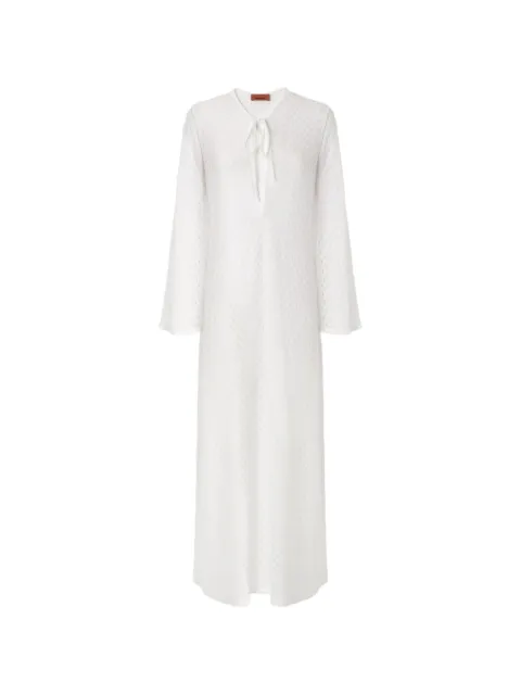 Missoni long cover-up dress in lamé viscose with raschel workmanship White MC26SQ04BR014R