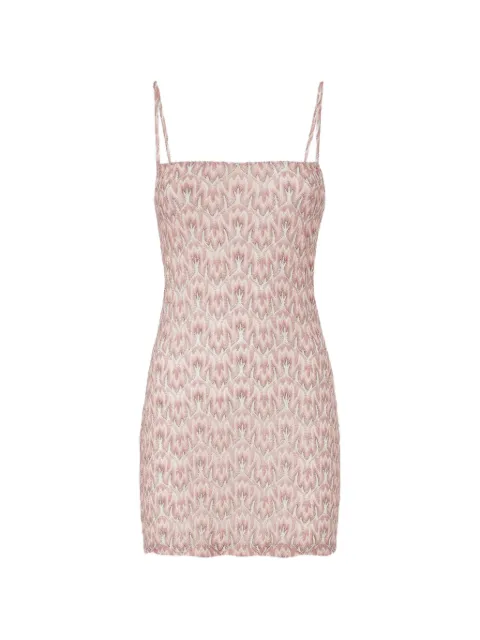 Missoni mini cover-up dress in lamé viscose with foliage motif Pink MS26SQ0NBR014X
