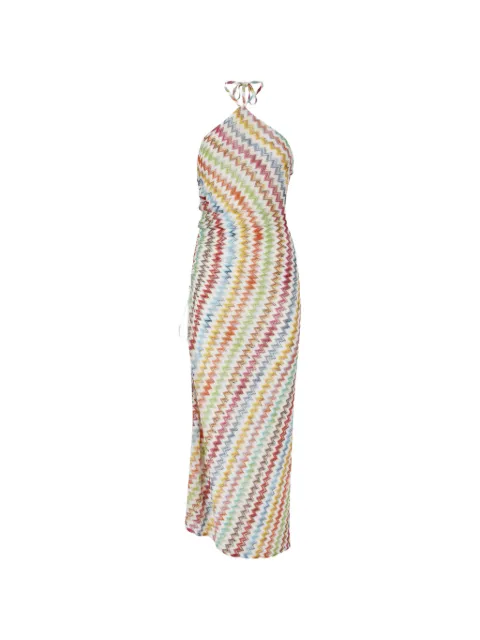 Missoni long cover-up in lamé viscose with micro zigzag pattern White MS26SQ0VBR014J