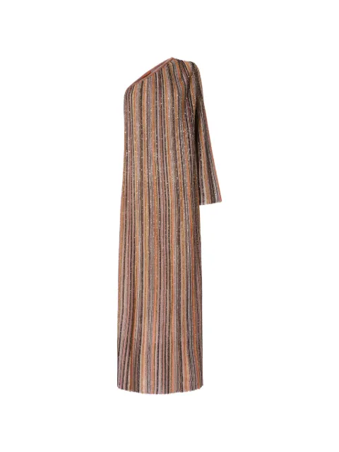 Missoni striped sequin one shoulder dress Brown DS26SG02BK01CL