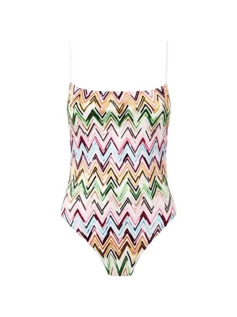 Missoni one-piece swimsuit in stretch viscose with lace and zigzag pattern Neutrals MC25SP01BJ00QL