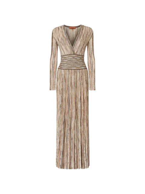 Missoni midi V-neck striped dress Neutrals DS26SG21BK01H1