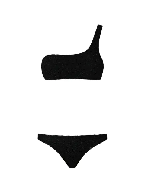 Missoni one-shoulder bikini in lamé viscose with raschel workmanship Black MC23SP02BR014R