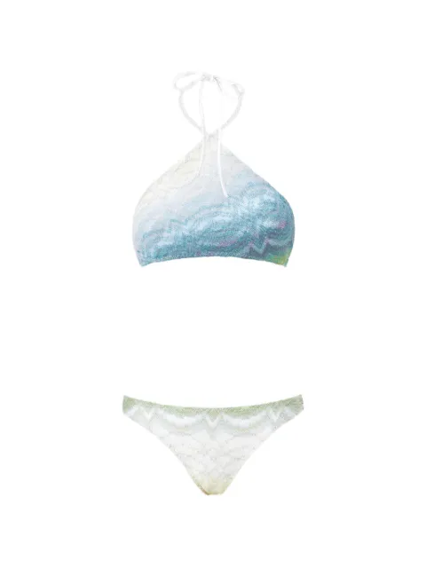 Missoni bikini in shaded lamé viscose with halterneck top White MS26SP06BR014H