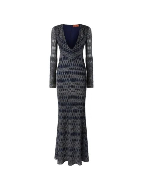 Missoni long-sleeve V-neck maxi dress Blue DS26SG0CBR014V